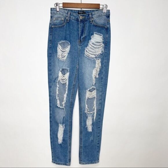 Nasty Gal High Rise Distressed Jeans Size 4 - Picture 2 of 8